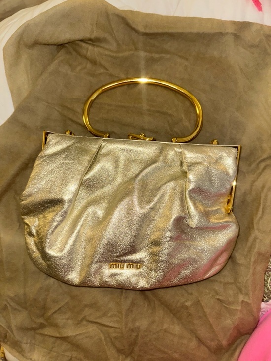 Miu Miu Handbags - Miu Miu gold calfskin handbag with gold hardware